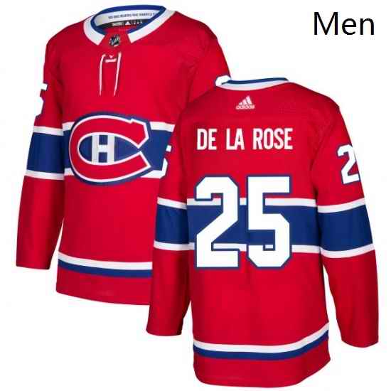 Mens Adidas Montreal Canadiens 25 Jacob de la Rose Premier Red Home NHL Jersey
